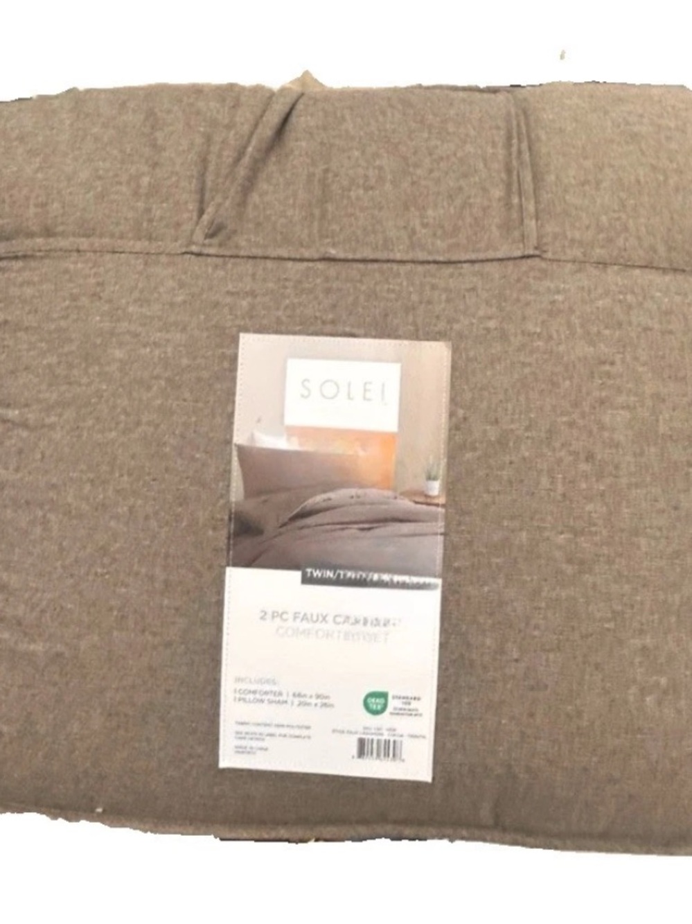 SOLEI 2 Piece Faux Cashmere Brown Twin XL Comforter Set 68”x90”